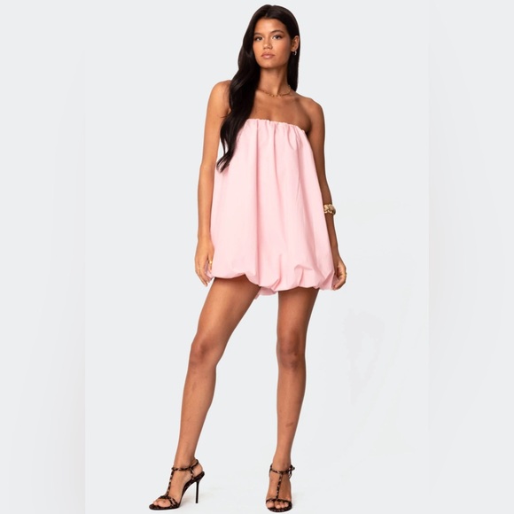 🩰Old Navy Satin Bubble Mini Dress Sleeveless Peach Pink Formal Party - Picture 13 of 16